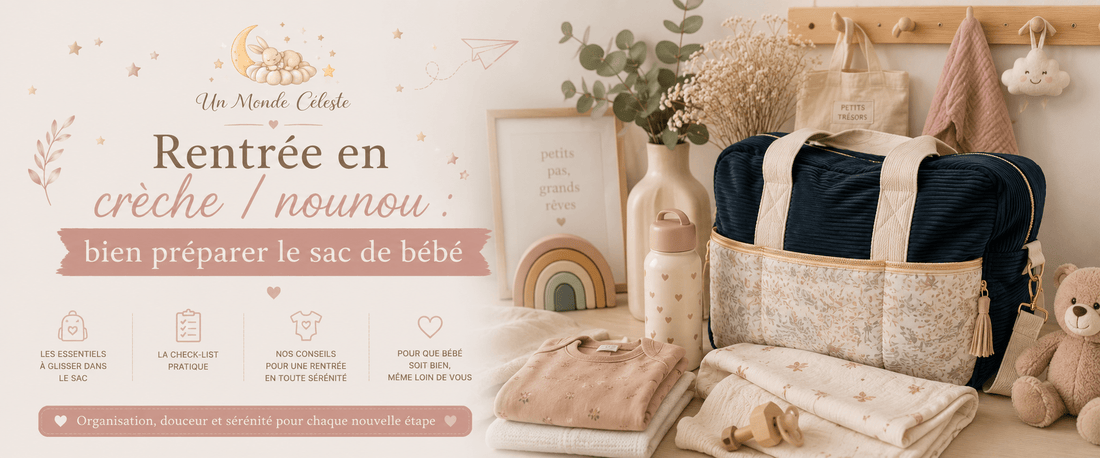 Rentrée en crèche/nounou : bien préparer le sac de bébé - Un monde Céleste