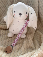 Attache-tétine bébé faite main - Collection Octobre Rose