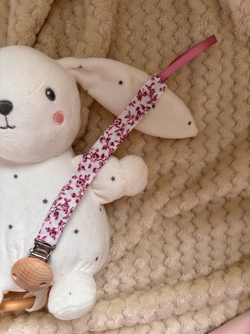 Attache-tétine bébé faite main - Collection Octobre Rose