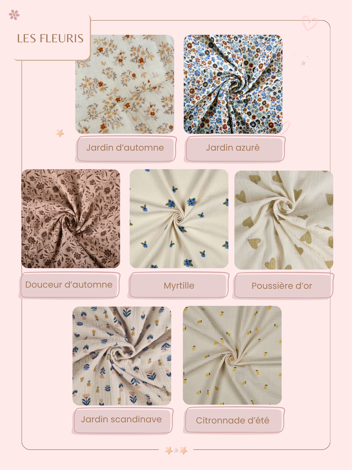 Lot de 3 bavoirs fleur en gaze de coton - A composer