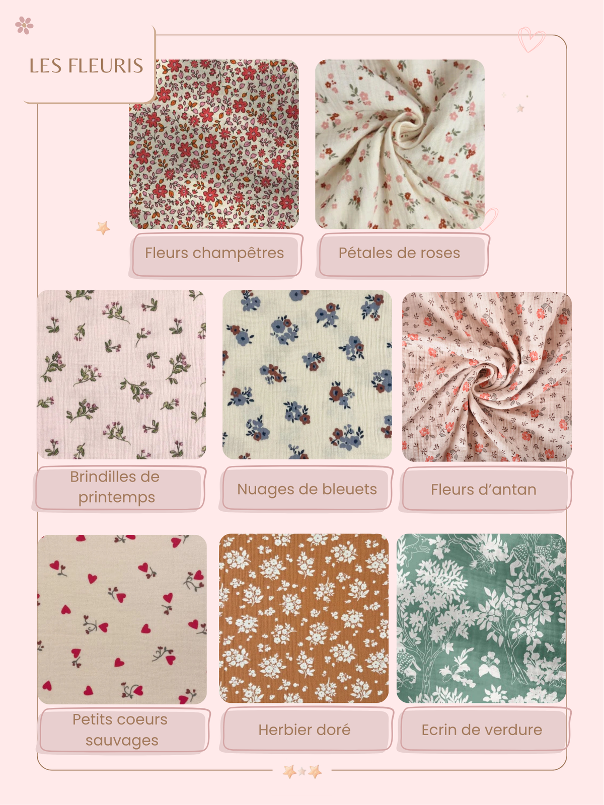 Lot de 3 bavoirs fleur en gaze de coton - A composer