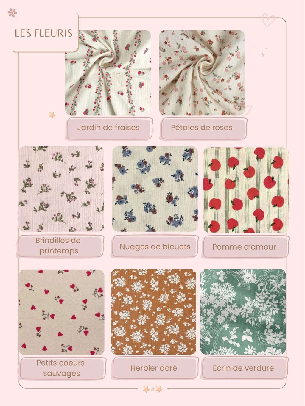 Lot de langes gaze de coton - Motifs et nombres au choix