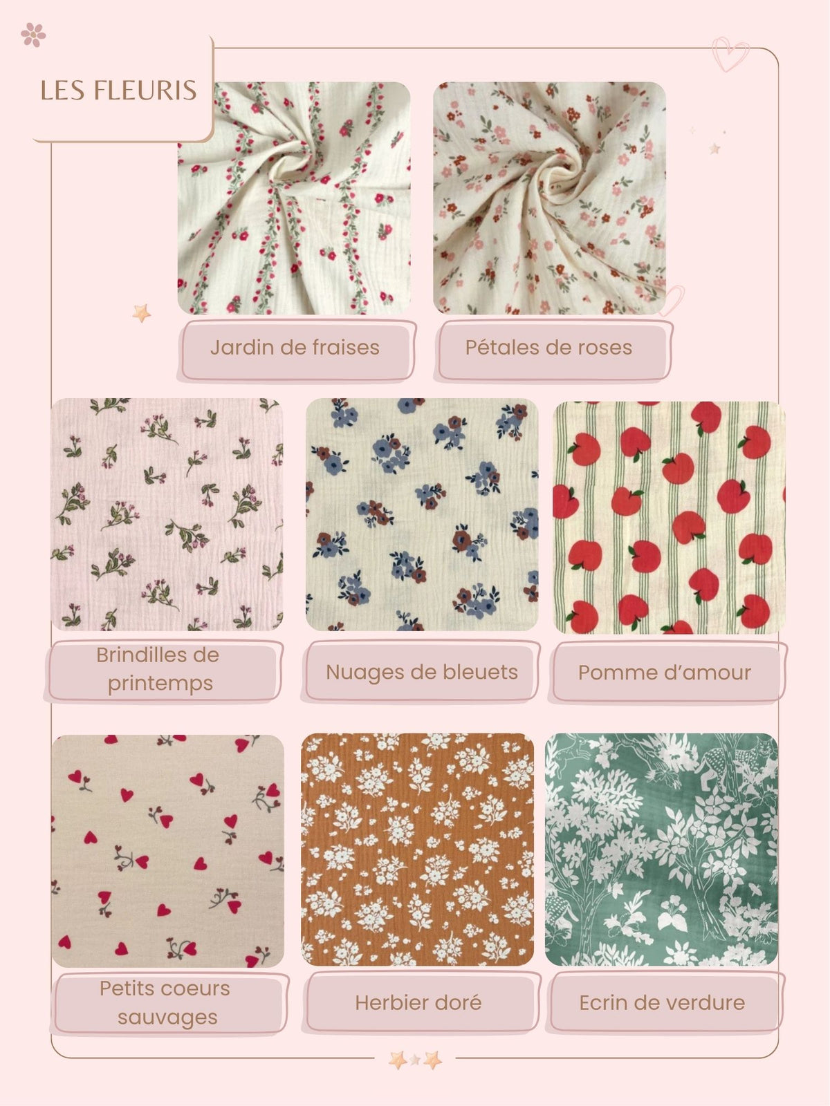 Lot de langes gaze de coton - Motifs et nombres au choix
