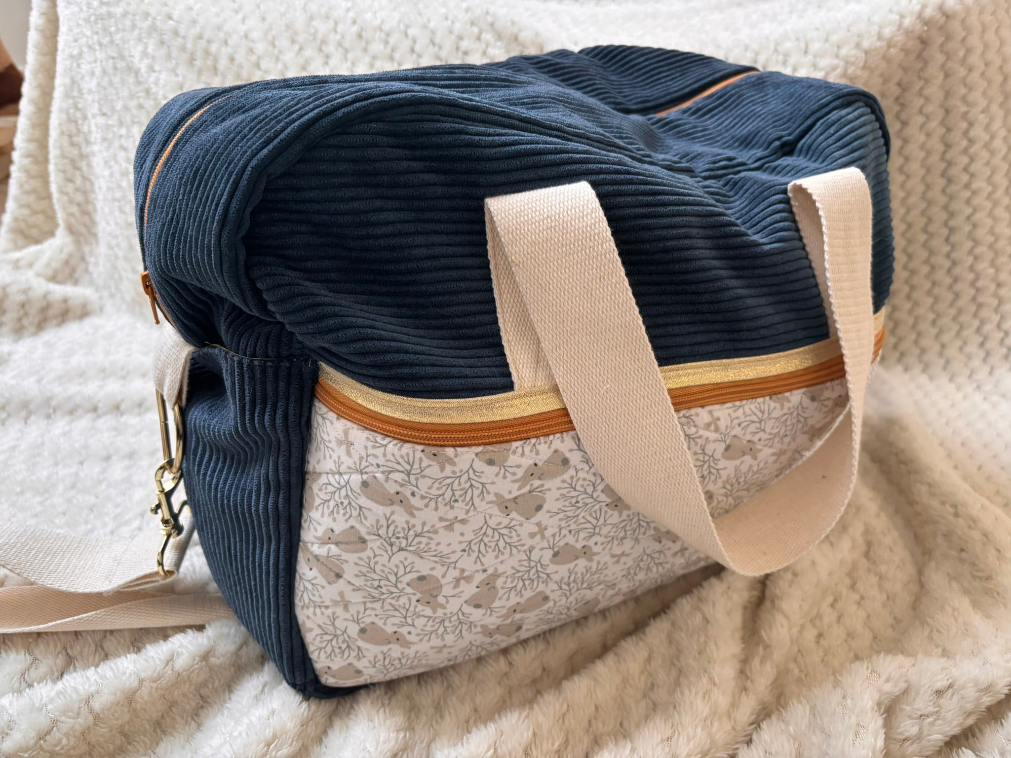 Intérieur sac à langer 11 poches organisées fait main bébé
