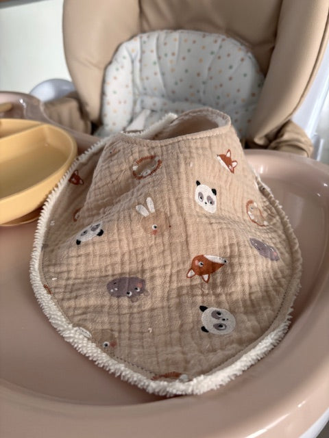 Bavoir bandana en gaze de coton - Les copains des bois