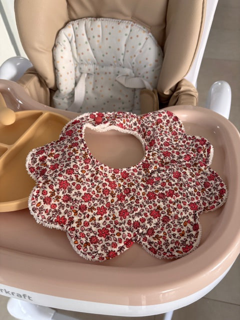 Lot de 3 bavoirs fleur en gaze de coton - A composer