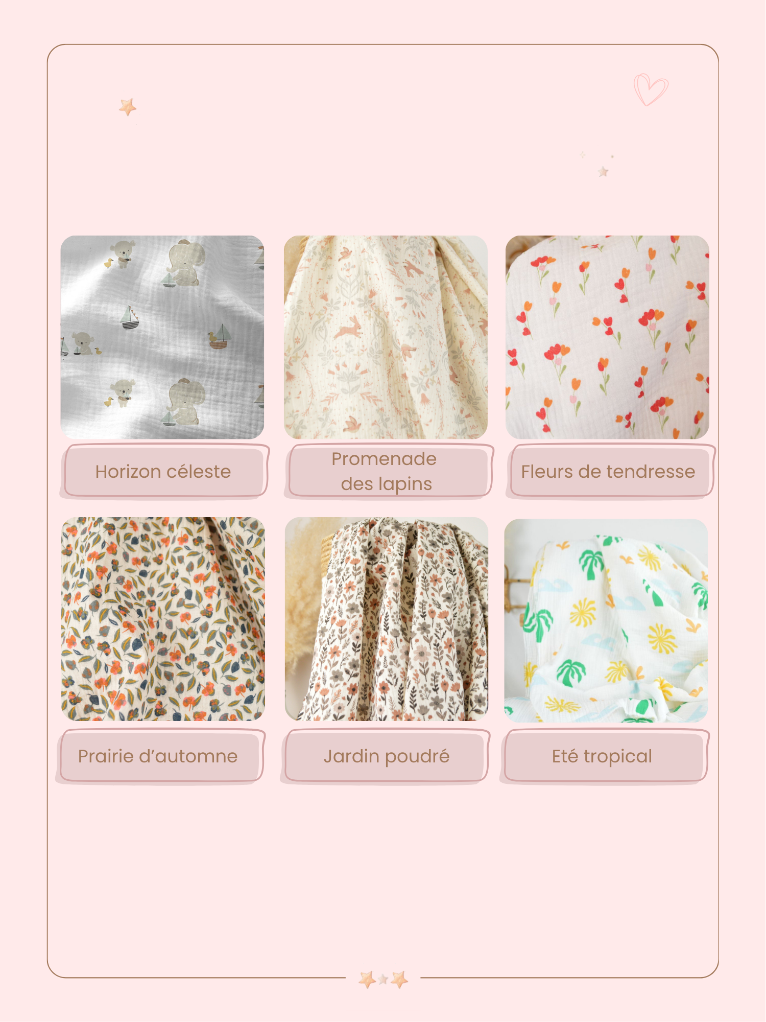 Lot de 2 langes gaze de coton - 1 uni + 1 à motifs