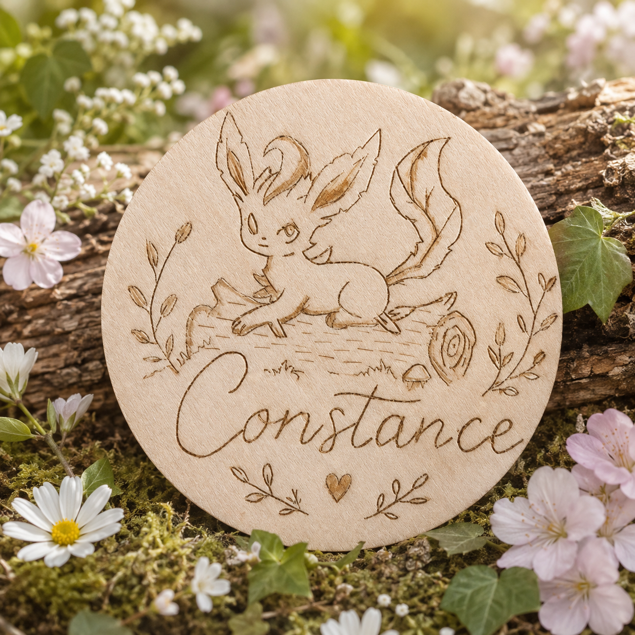 🌙 Plaque prénom personnalisée – Création sur mesure en pyrogravure